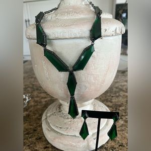 Bottle green necklace and earrings